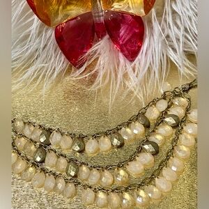 ✨Lydell necklace with drop-shaped stones, khaki and brown gold color✨ #LYDELL